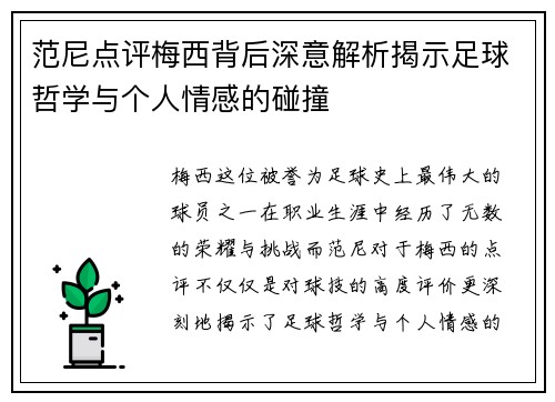 范尼点评梅西背后深意解析揭示足球哲学与个人情感的碰撞