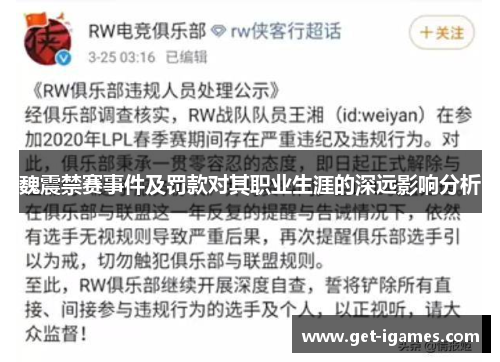 魏震禁赛事件及罚款对其职业生涯的深远影响分析